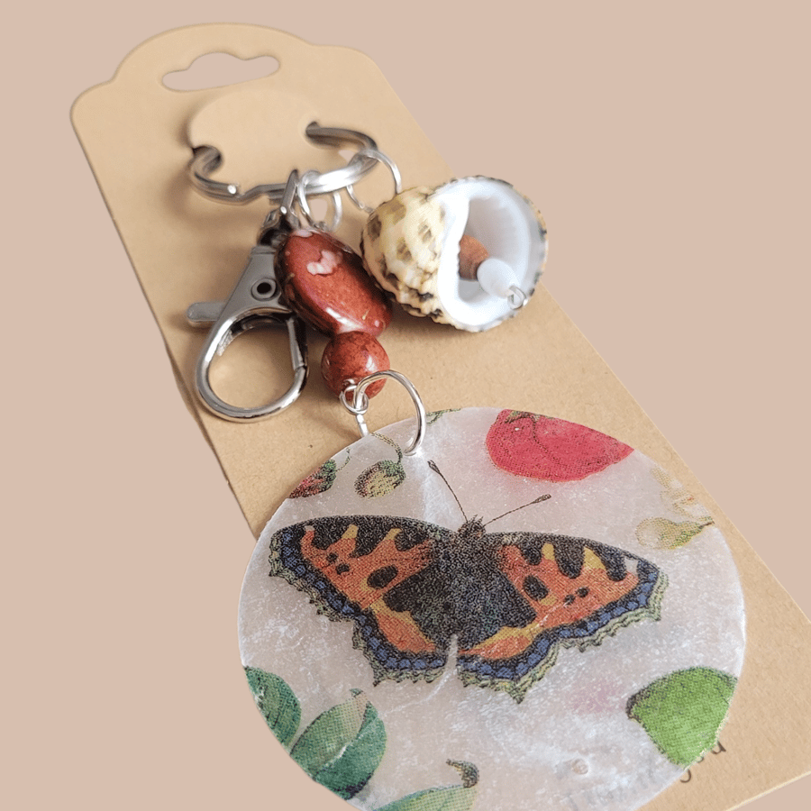 Butterfly Decoupage Shell Bag Charm 