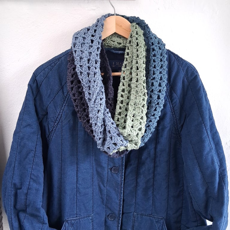 Crochet Pattern - MALVERN Scarf - Linen & Cotton Cowl Scarf PDF download