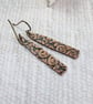 Copper Earrings, Patterned Bar Droppers with Niobium Ear Wires - Image 6