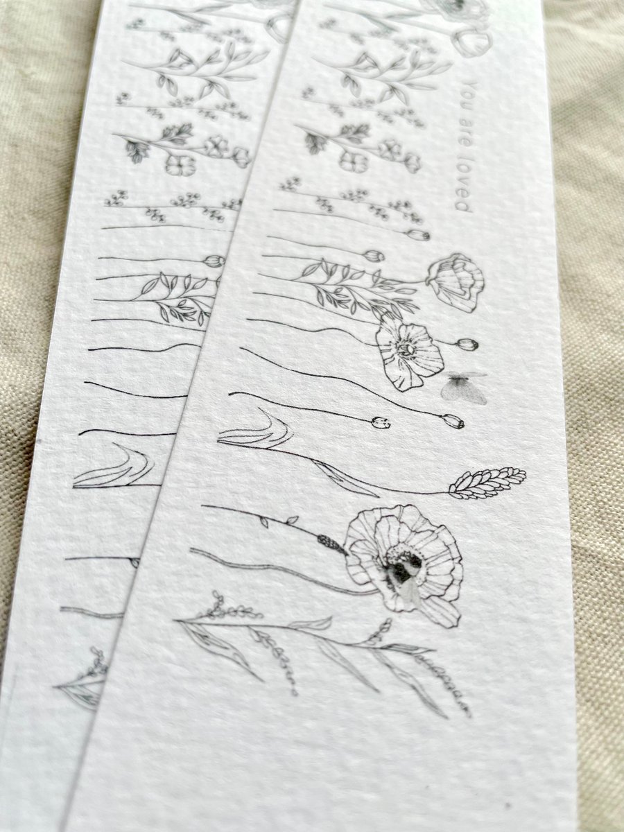 You are loved bookmark - simple flowers in black & white