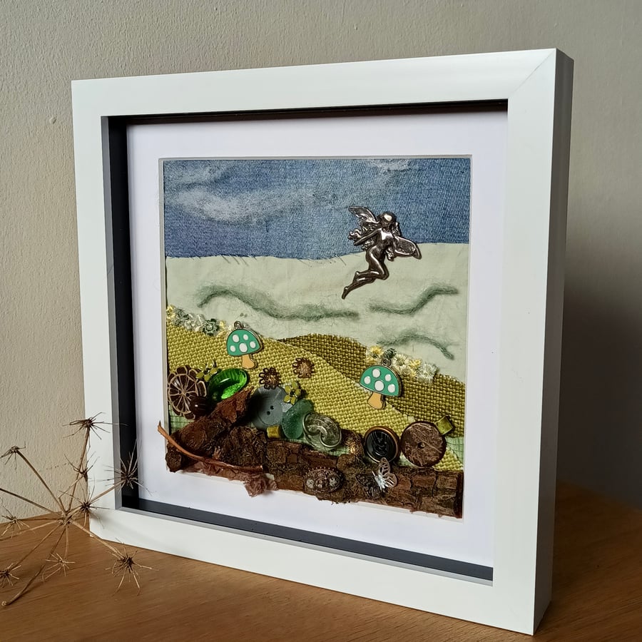 Art Nouveau Fairy in a Woodland Scene Framed Art  8"x 8" Seconds Sunday