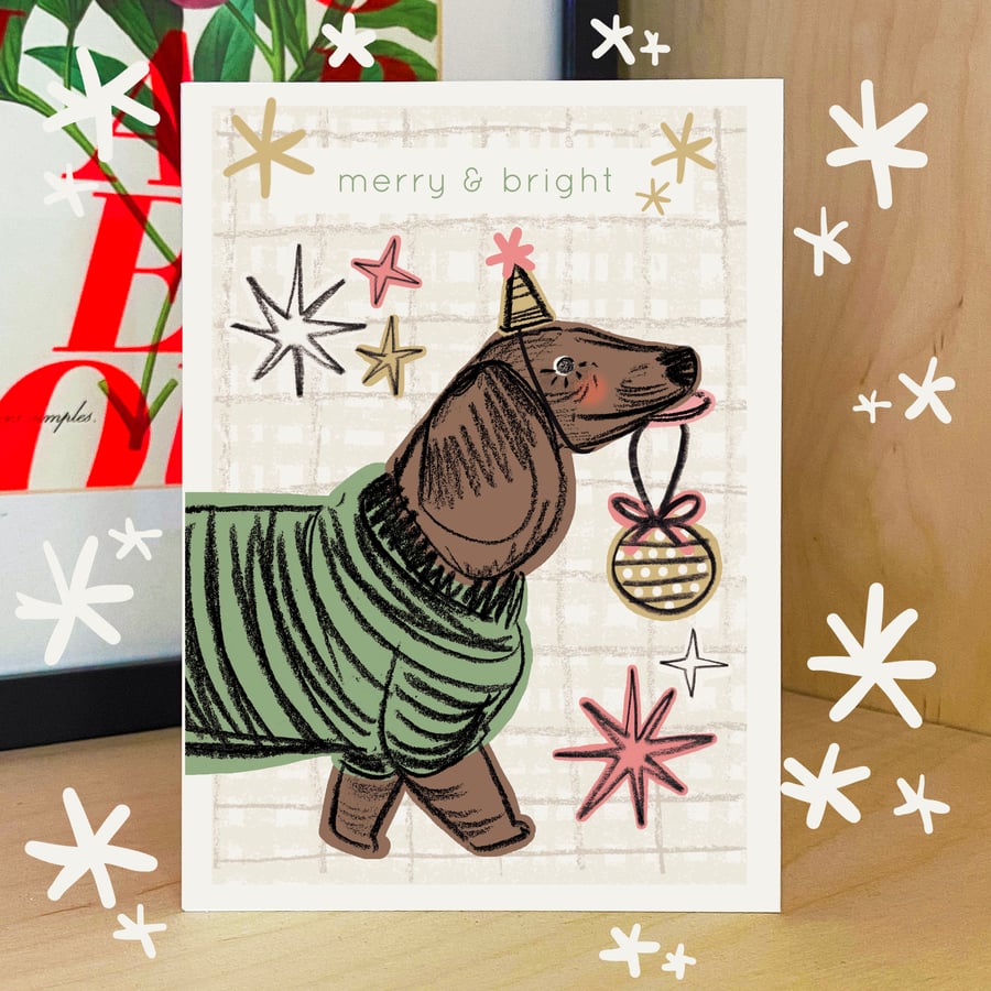 Sausage Dog Christmas Card - Dachshund Christmas Card