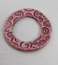 Rose Red Spiral Ceramic Pendant Loop Connector - Image 1