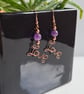Natural Amethyst & Copper Dangle LOVE  Earrings Gift Crystal Jewellery Jewelry - Image 2