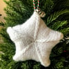 SALE - Hand knitted star - Christmas Decorations - white