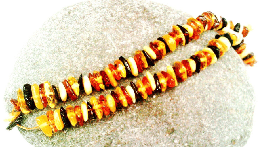 Multicoloured Baltic Amber Strand, Making Jewellery or Crafting