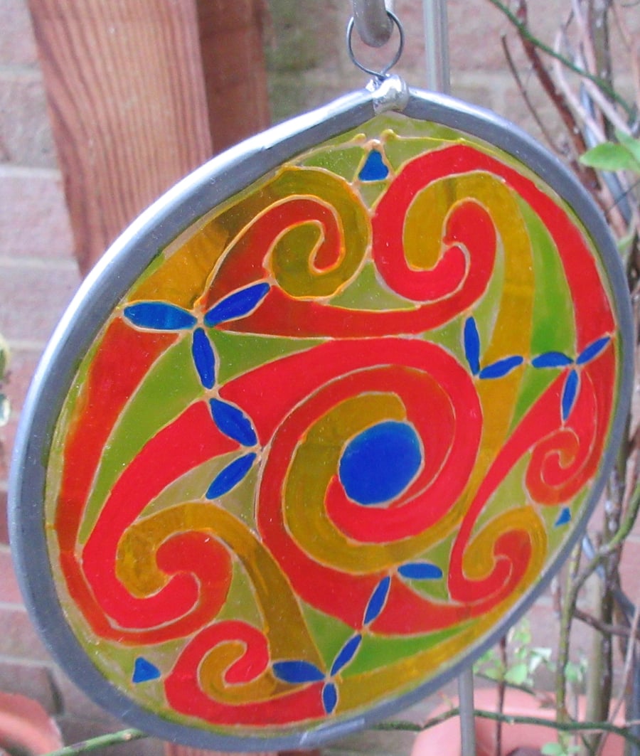 Suncatcher - Celtic Spirals - Bright jewel colours