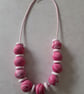 POLYMER CLAY PINK MARBLE NECKLACE - FREE UK SHIPPING - Image 1