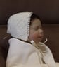 Handmade Linen Viscose Christening Shawl – Wide Lace Trim - Image 5