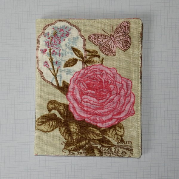 Needle case - Pink rose and butterfly