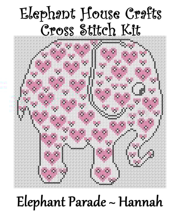 Elephant Parade Cross Stitch Kit Hannah Size Approx 7" x 7"  14 Count Aida