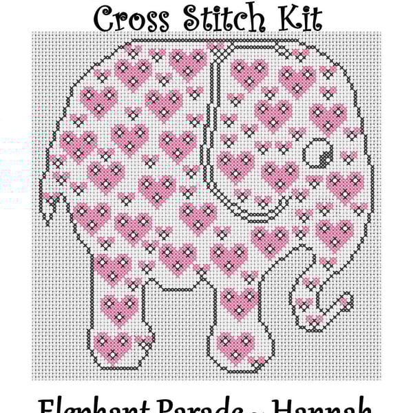 Elephant Parade Cross Stitch Kit Hannah Size Approx 7" x 7"  14 Count Aida