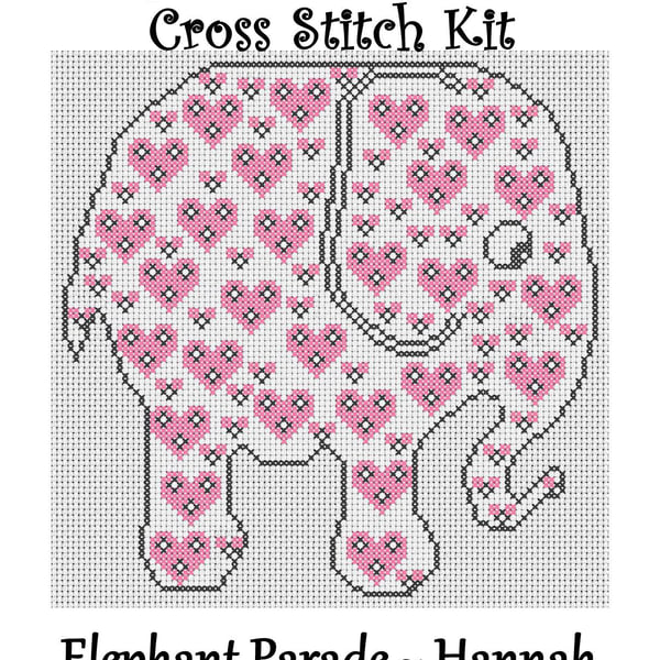 Elephant Parade Cross Stitch Kit Hannah Size Approx 7" x 7"  14 Count Aida