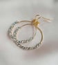 Round Crystal Blue Bead Hoop Earrings – Handmade Wire Wrapped Sparkly Jewellery - Image 1