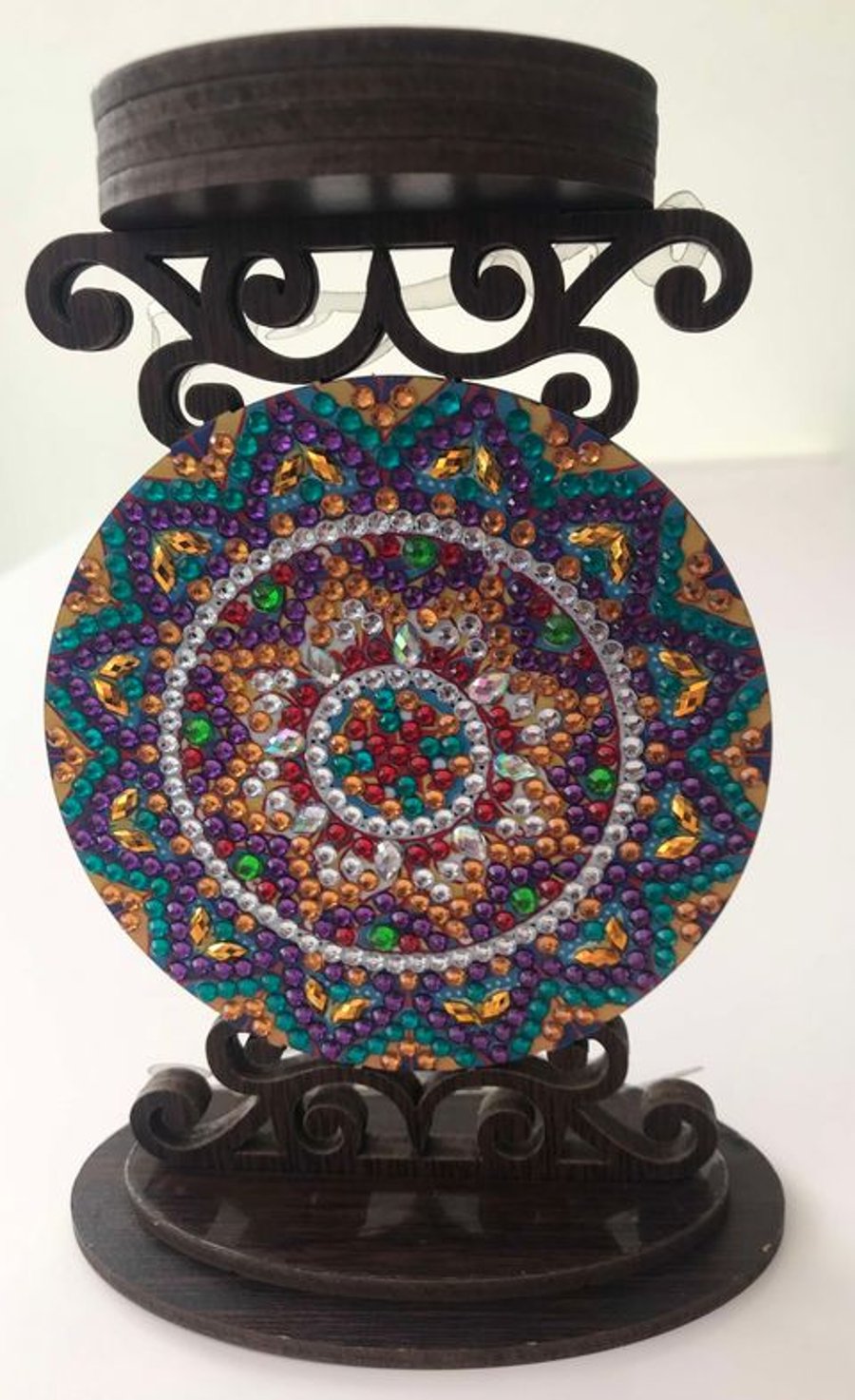 Handmade Mandala Wooden Candle Holder.