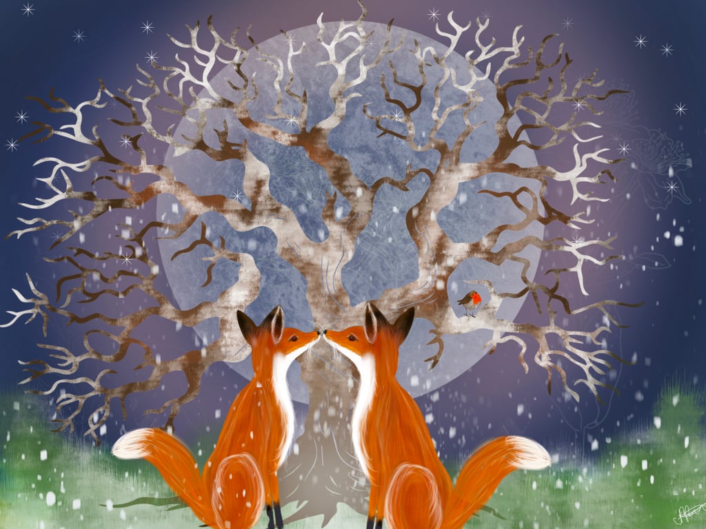 The Winter Moon of Love - Giclee Fox Print