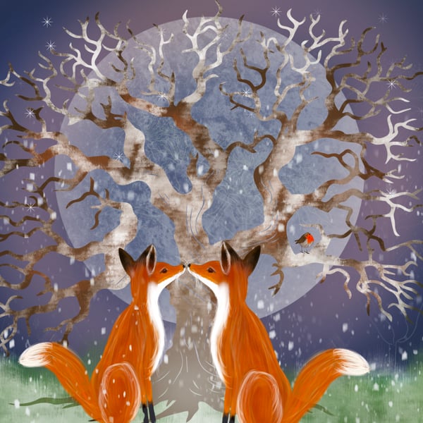 The Winter Moon of Love - Giclee Fox Print