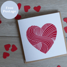 Handprinted Red Love Heart Card Handmade Anniversary and Valentine’s Card