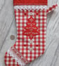 Scandi Style Gingham Stocking with Embroidered Wool Felt Christmas Tree and Lace - Image 7