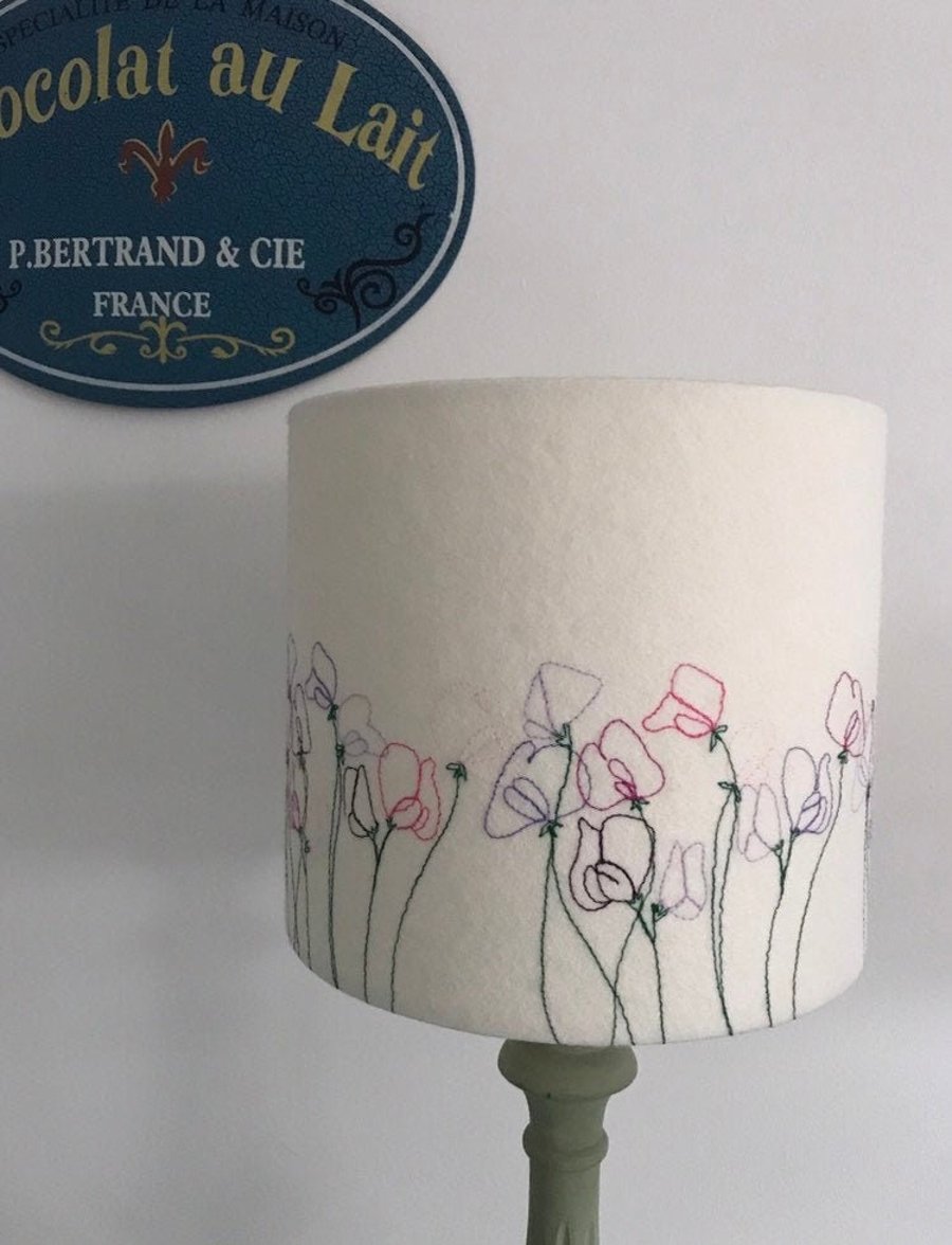 Sweet Pea Embroidered Lampshade