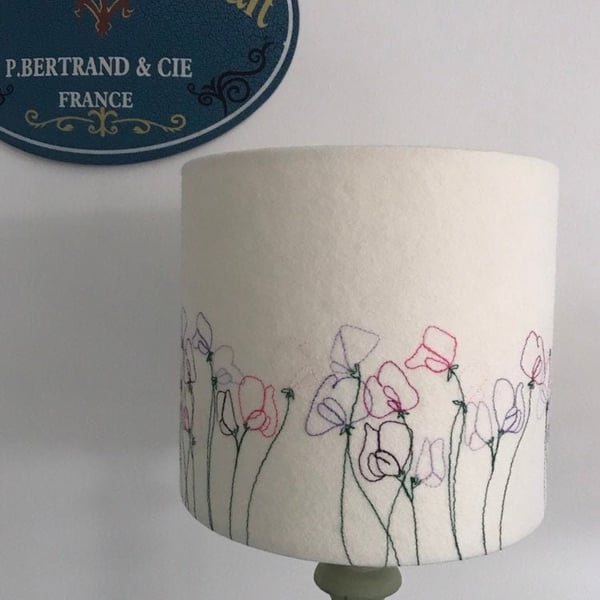 Sweet Pea Embroidered Lampshade