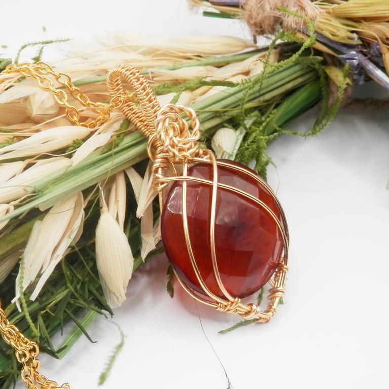 Faceted Carnelian Gold Vermeil Necklace