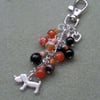 Dog Bag Charm With Agate Semi Precious Gemstones