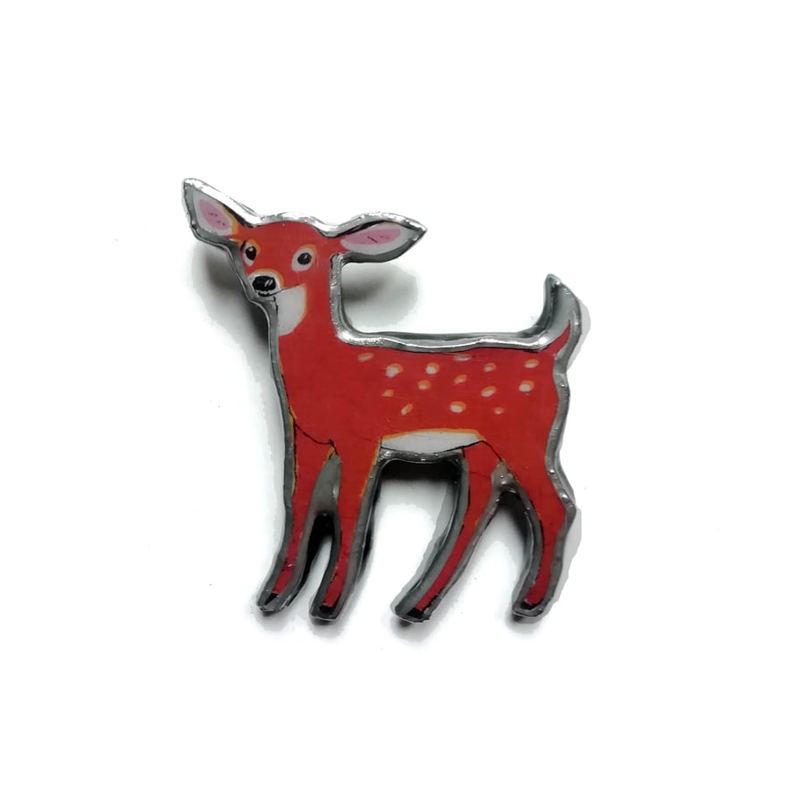 Whimsical Fawn Deer Forest Animal Brooch by EllyMental