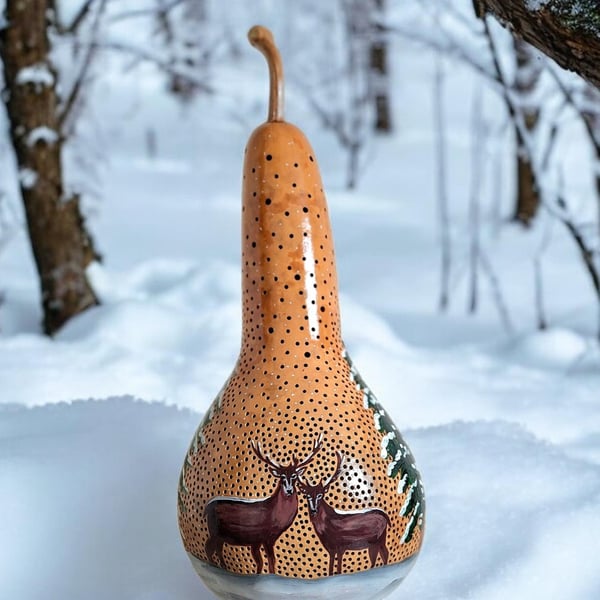 Winter Woodland Gourd Lamp