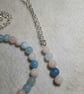 Handcrafted Morganite stretch bracelet and drop bead pendant set - Pink and Blue - Image 2