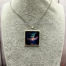 Northern Lights Pendant Necklace - Handmade Glass Cabochon Necklace - Pendant