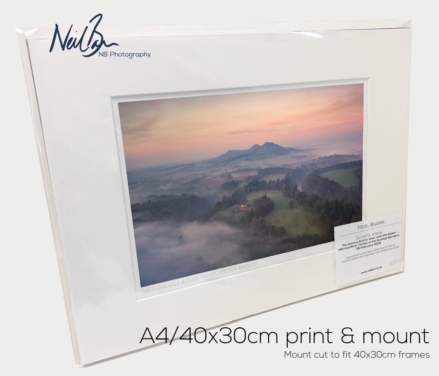 Scott's View - Eildon Hills & River Tweed, Borders - A4 (40x30cm) Unframed Print