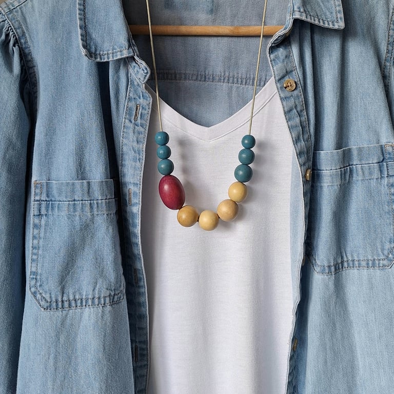 Jellybean - Chunky light weight necklace made from recycled beads