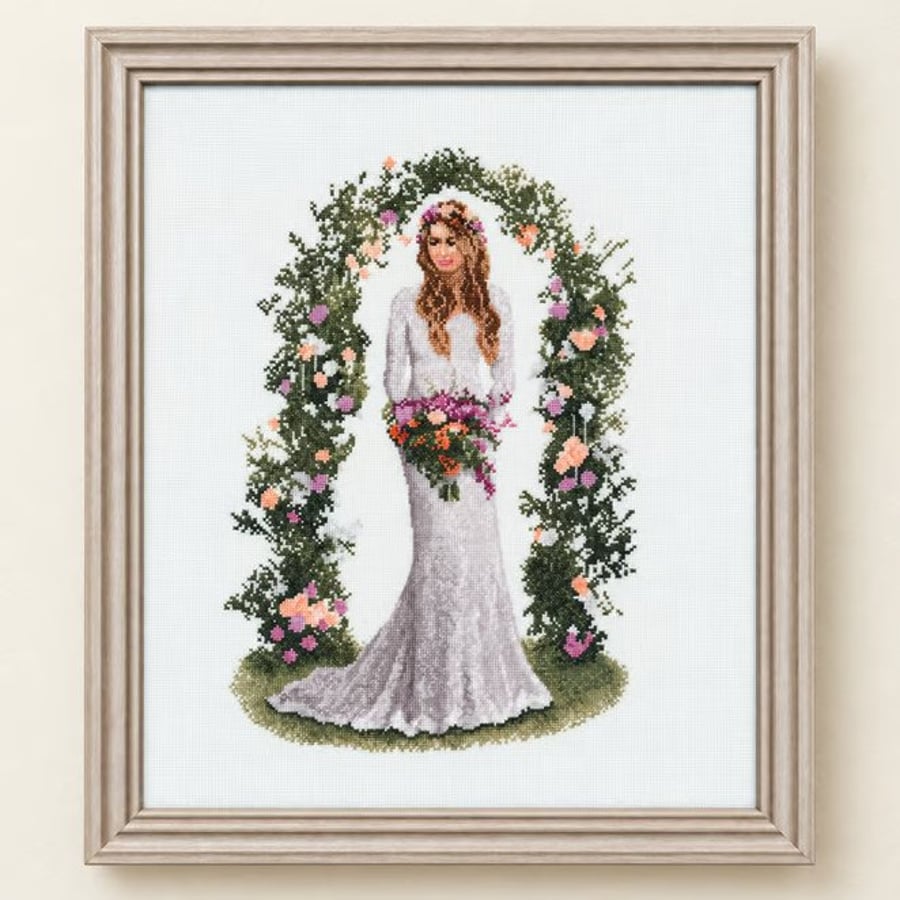 Image of Complete Framed Bridal Cross Stitch – Laura from a design by John Clayton 