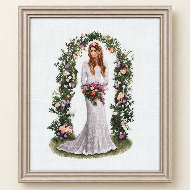 Complete Framed Bridal Cross Stitch – Laura from a design by John Clayton 