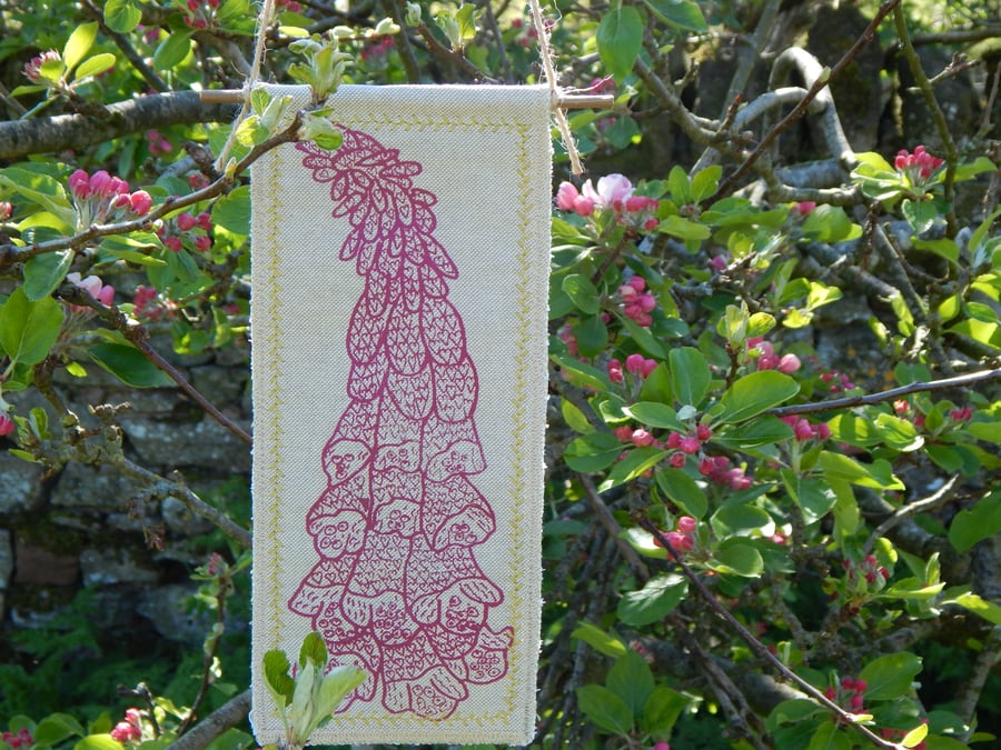 Foxglove and hearts  - Screen Printed Hanger 