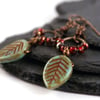 Rustic Green Leaf Earrings