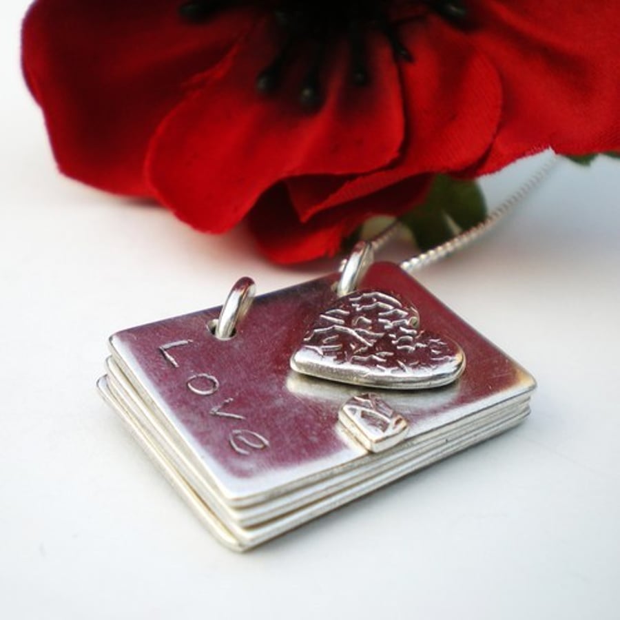 Silver My Family Book Pendant