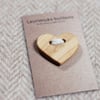 Button wooden handcrafted, natural timber, heart shape