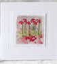 HAND EMBROIDERED VINTAGE FABRIC FLORAL TEXTILE CARD