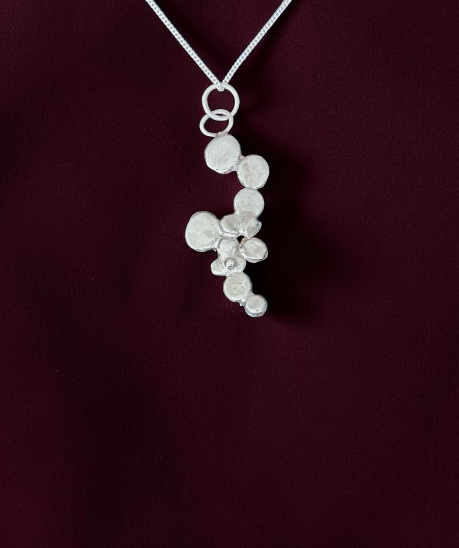 Sterling Silver Cascading Pebble Necklace  - 18" - Gift Boxed
