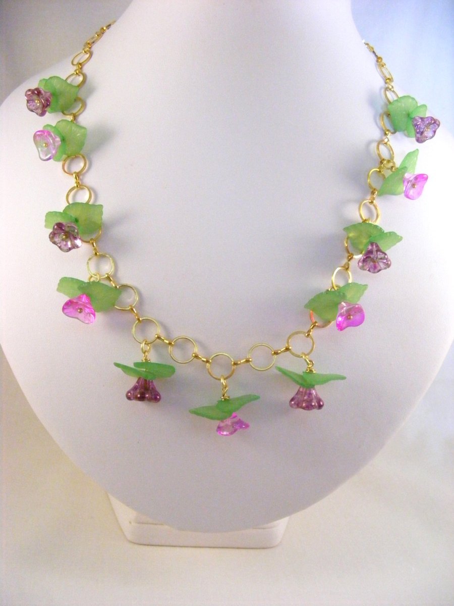 Pink and Purple Flower Necklace