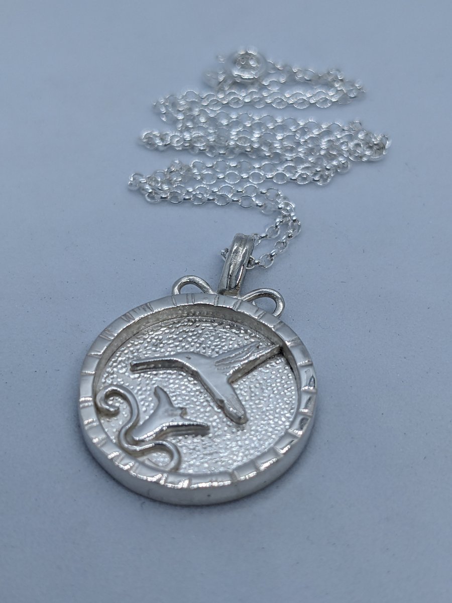 Sterling silver hummingbird necklace, Bird Jewellery, Gift for nature lover 