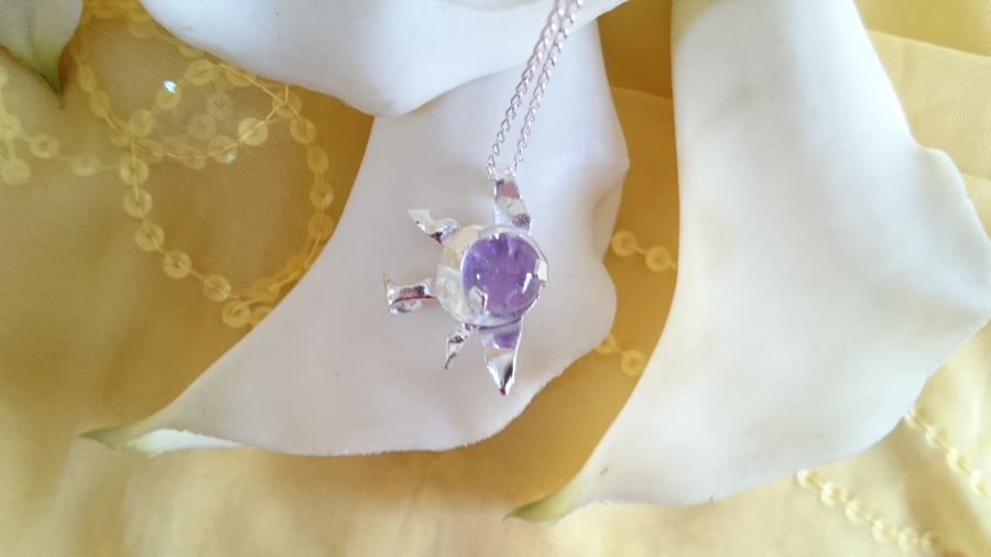 amethyst sterling silver melted side sun