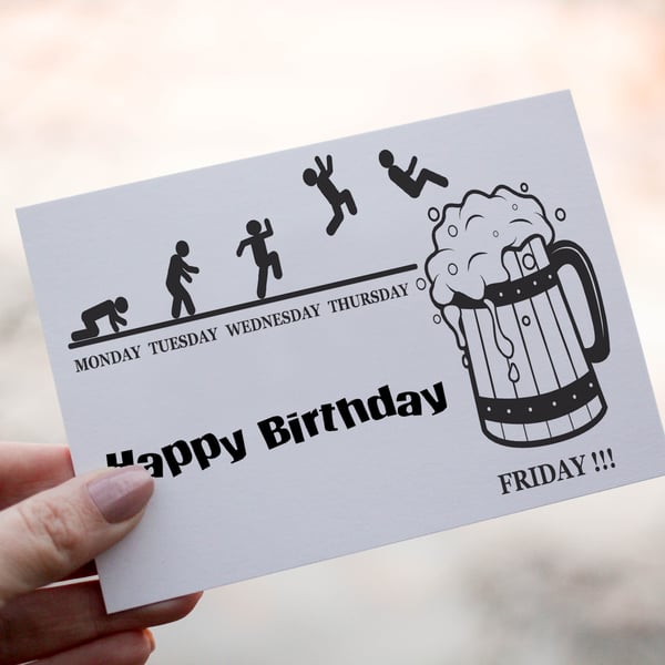 Beer Jump Birthday Card, Beer Humor Birthday Card, Card for friend Birthday