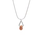 Orange Frosted Glass Drop Sterling Silver Necklace