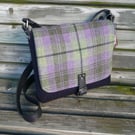 Purple green navy tartan crossbody bag green tweed shoulder bag messenger bag