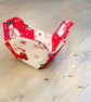 Small Fabric Patchwork Basket with Snowmen and Santa's - Image 3