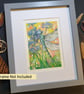 Dragonfly with blue flowers, original mixed media painting, insect artwork - Image 8
