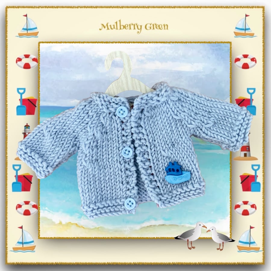Reserved for Shani - Pale Blue Little Tug Boat Cardigan 